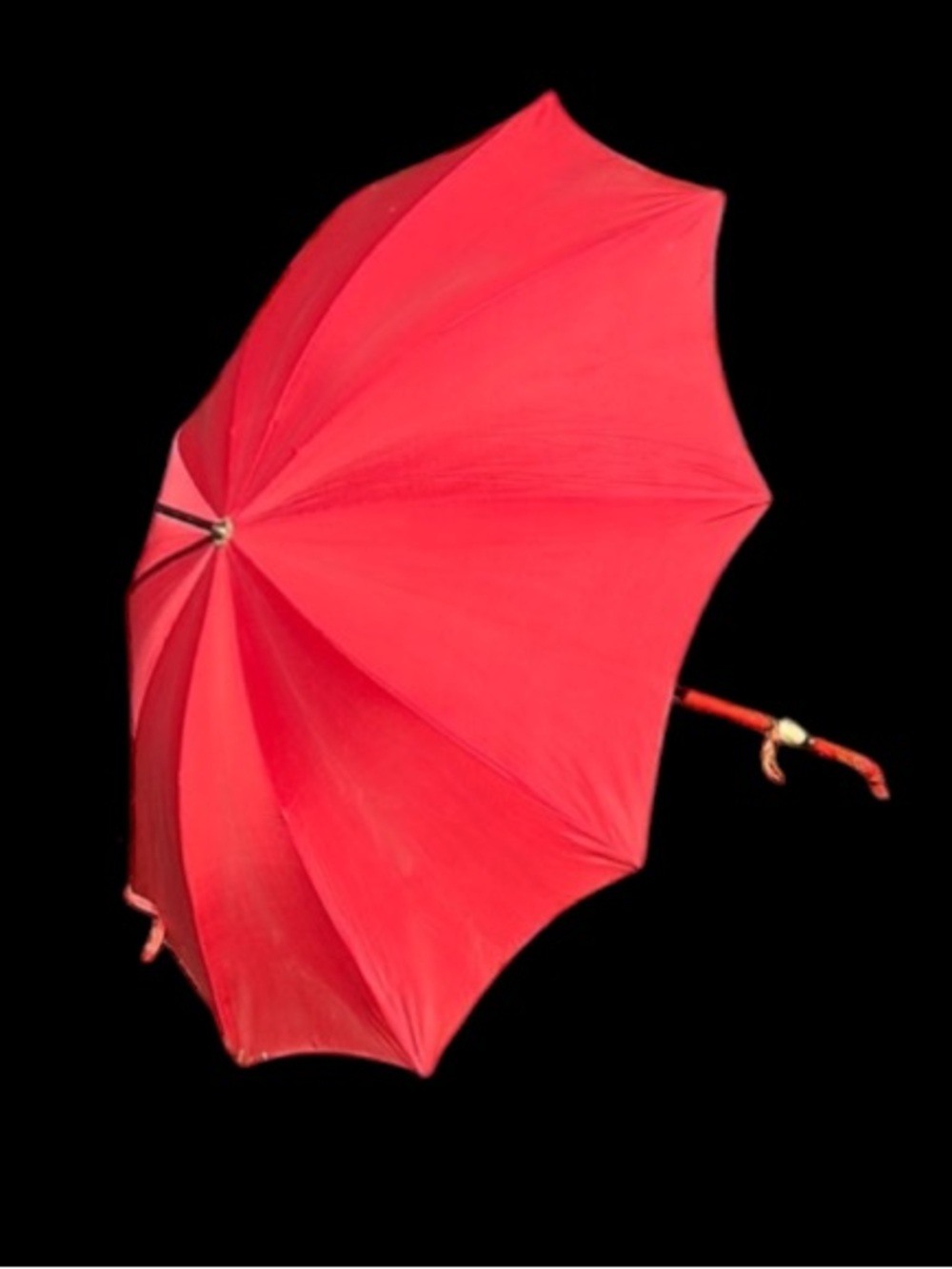 Vintage Red Umbrella with Lucite Handle